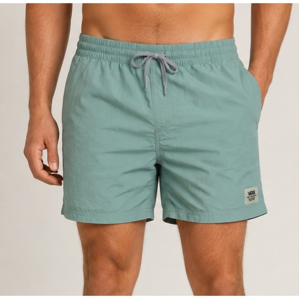 Vans "Off the Wall" Shorts Mens Mineral Green Elastic Waist Swim Trunks
